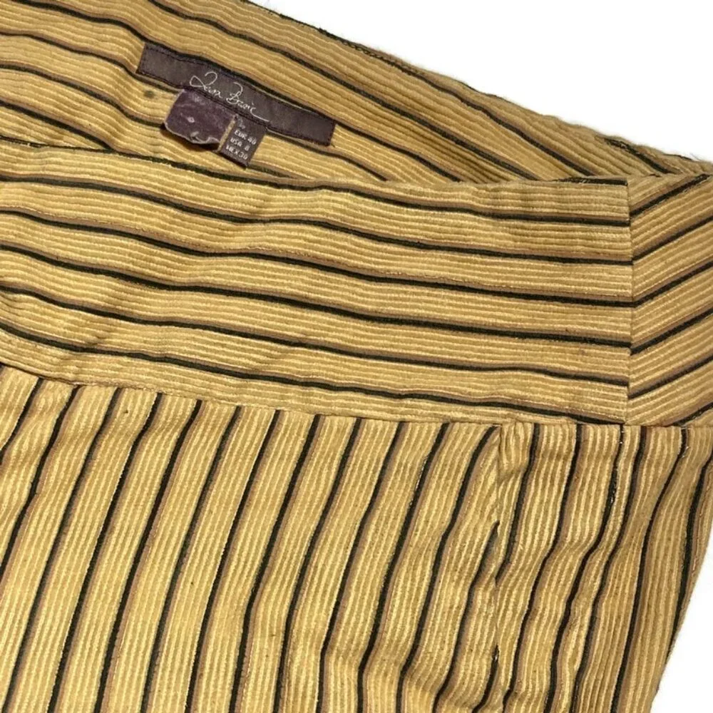 Vtg 90s Y2K black tan corduroy stripe wide leg flare pants Clueless goth grunge - Picture 3 of 6